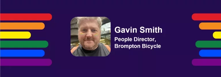 Profile picture of a person with text: Gavin Smith, People Director, Brompton Bicycle.